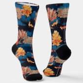 Chaussette Whimsical Autumn Fox Night Forest Seamless Pattern (Angulaire)