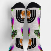 Chaussette Whimsical Boho Owl & Tropical Monstera Leaf (Haut)