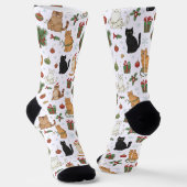 Chaussette Whimsical Christmas Cat Pattern Socks (Angulaire)