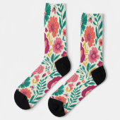 Chaussette Whimsical Folksy Floral Bloom Pattern (Gauche)