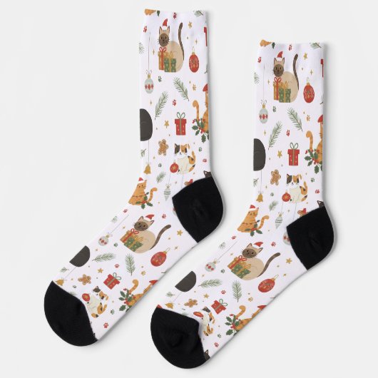 Chaussette Whimsical Kitty Christmas Pattern Socks (Gauche)