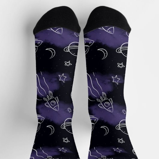 Chaussette Whimsical Purple Outer Space Seamless Pattern (Haut)