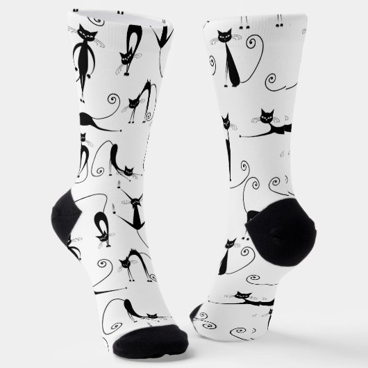 Chaussette Whimsical Skinny Motif de chat noir (Angulaire)