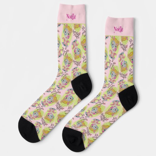 Chaussette Whimsky Quirky Elf Ajouter un nom Cute Retro Chris (Gauche)