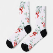 Chaussette Whimsy Socks – Red Bows Pattern & Festive Charm (Gauche)