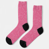 Chaussette White abstract doodles on pink background (Gauche)
