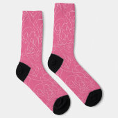 Chaussette White abstract doodles on pink background (Droite)
