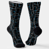 Chaussette White and Blue Lined Pattern over Black (Angulaire)