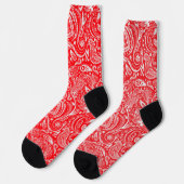 Chaussette White and red floral paisley pattern (Gauche)