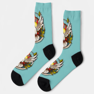Chaussette White Dove Turquoise Blue Confirmation Célébration