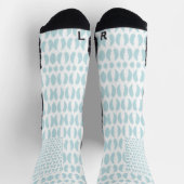 Chaussette White knee-high socks with blue oval patterns (Haut)