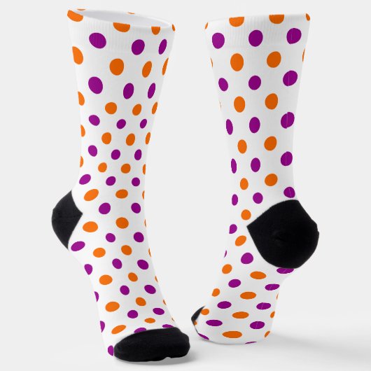 Chaussette White Purple Orange Polka Dots Pattern (Angulaire)
