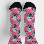 Chaussette White Wolf Head Pattern Design Pink  (Haut)