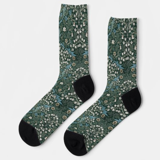 Chaussette William Morris Bleu Blanc & Vert Floral (Gauche)