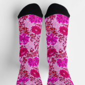 Chaussette William Morris Chrysanthemums, Bourgogne et rose (Haut)