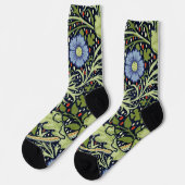 Chaussette William Morris Fleur d'antiquité aux algues marine (Gauche)