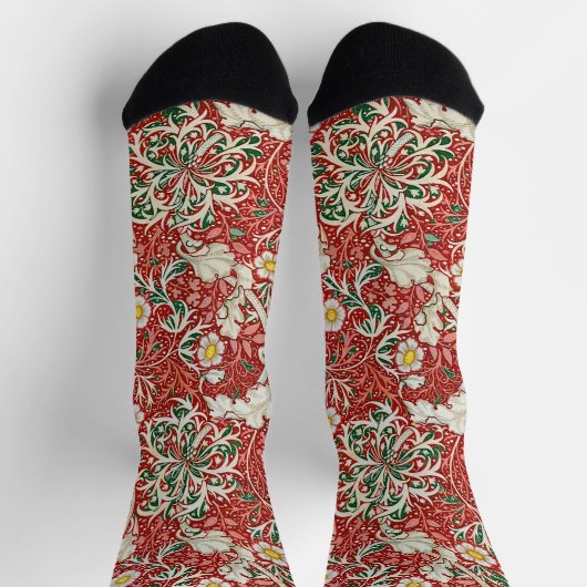 Chaussette William Morris Fleur d'antiquité aux algues Vert r (Haut)