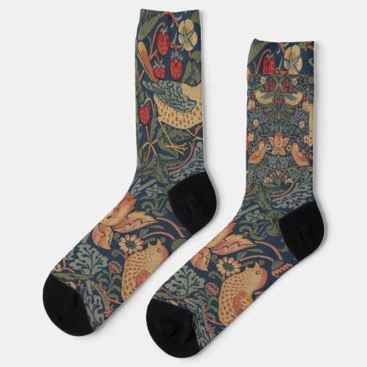 Chaussette William Morris Fraise Voleurs Oiseaux (Gauche)