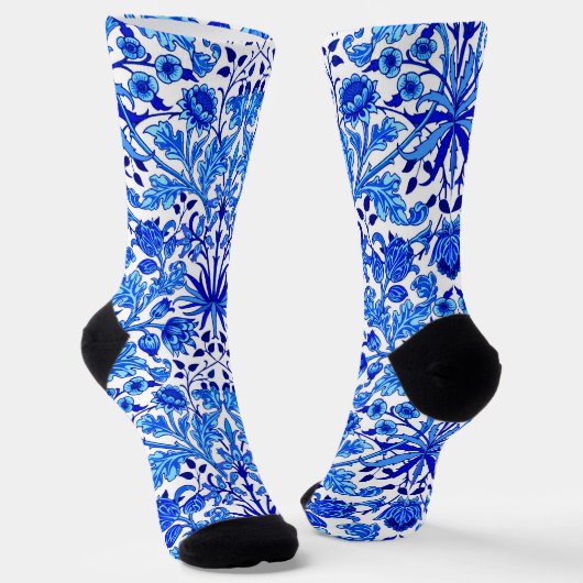 Chaussette William Morris Hyacinth Print, Cobalt Blue & White (Angulaire)