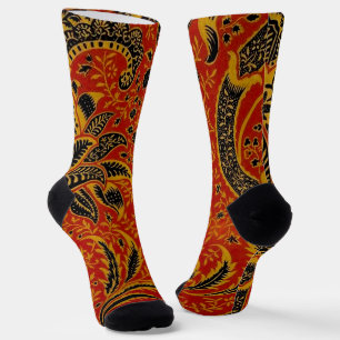 Chaussette William Morris India Rouge Floral Vintage Classiqu