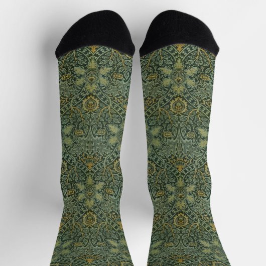 Chaussette William Morris Ispahan Vert sarcelle Floral Art (Haut)