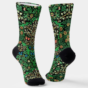 Chaussette William Morris Jacobean Floral, Fond Noir