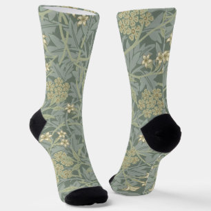 Chaussette William Morris Jasmine Bleu Vert Art Botanique