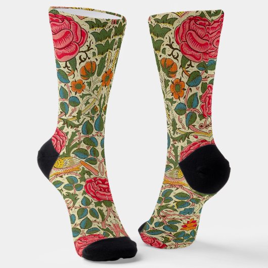 Chaussette William Morris Rose Floral Chintz rose (Angulaire)