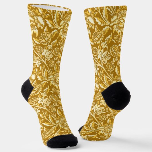 Chaussette William Morris Sunflowers, Mustard Yellow / Gold (Angulaire)