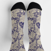 Chaussette William Morris Wallflower bleu damas floral (Haut)