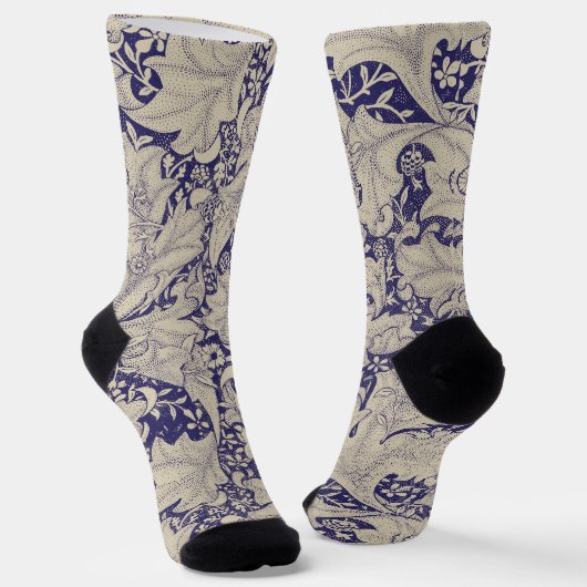 Chaussette William Morris Wallflower bleu damas floral (Angulaire)