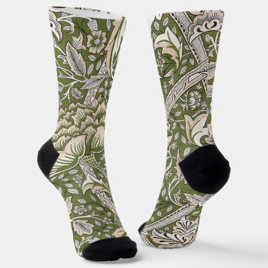 Chaussette : William Morris Windrush Motif Vert : Vintage (Angulaire)
