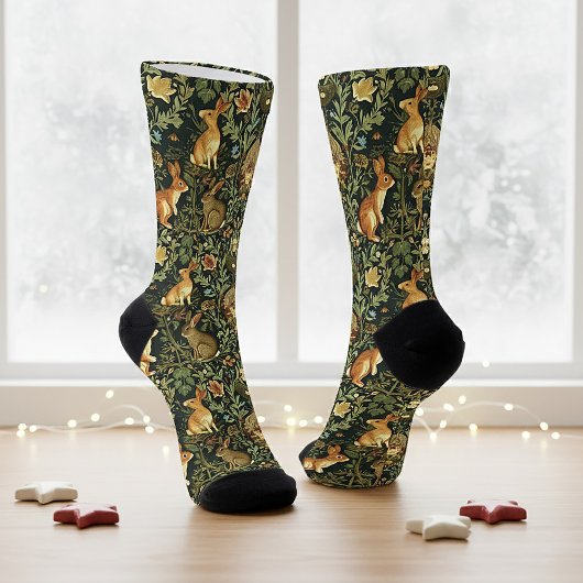 Chaussette William Morris Woodland Lapins floraux Noël