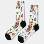 Chaussette Winter Bunny Design, Christmas Rabbit Socks (Gauche)