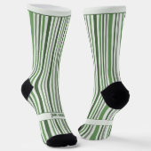 Chaussette Wobbly Stripes, Green and White (Angulaire)