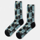 Chaussette Wolf Howling À Moon Design Motif (Gauche)