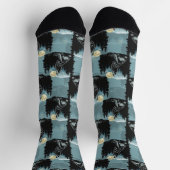 Chaussette Wolf Howling À Moon Design Motif (Haut)