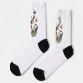 Chaussette Woodland Harmony – Boho Deer Botanical Illustratio (Gauche)