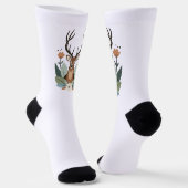 Chaussette Woodland Harmony – Boho Deer Botanical Illustratio (Angulaire)