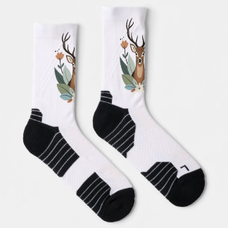 Chaussette Woodland Harmony – Boho Deer Botanical Illustratio