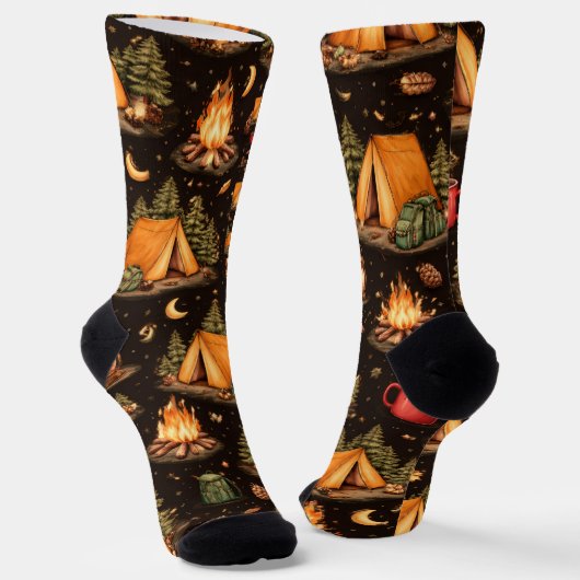 Chaussette Woodland Nights Camping Pattern Socks (Angulaire)