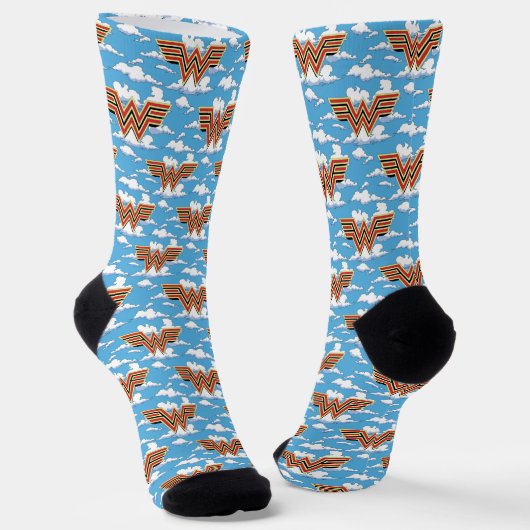 Chaussette WW84 | Retro Comic Wonder Woman Logo Motif Cloud (Angulaire)