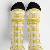 Chaussette Yellow and White Plaid, Text on Foot (Haut)