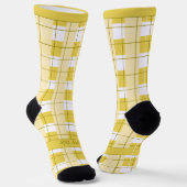 Chaussette Yellow and White Plaid, Text on Foot (Angulaire)