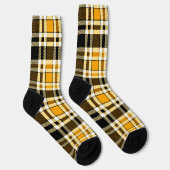 Chaussette Yellow Black White Flannel Tartan Pattern Design (Droite)