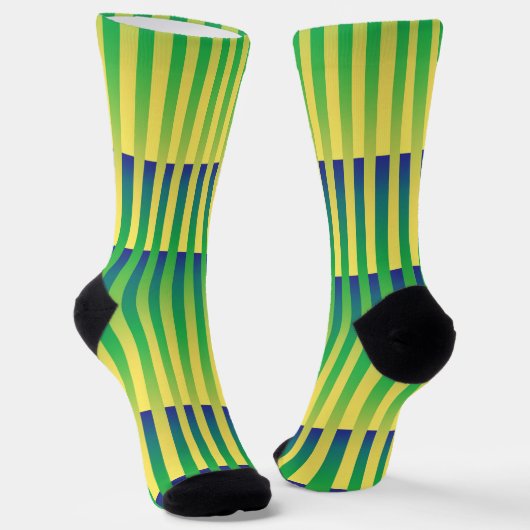 Chaussette Yellow Green Blue Striped Pattern (Angulaire)