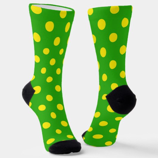 Chaussette Yellow On Green Polka Dots Pattern Design 