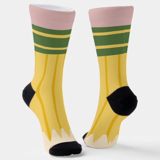 Chaussette Yellow School Pencil Teachers Personalized (Angulaire)