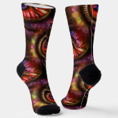 Chaussette Yeux abstraits en rouges et violets (Angulaire)