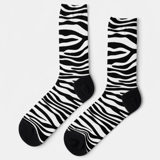 Chaussette Zebra Print, Zebra Stripes, Noir Et Blanc (Gauche)